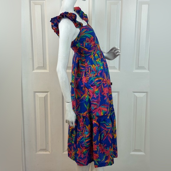J. Crew Vibrant Floral Midi Dress With Side Pockets Size 00 - Picture 8 of 17